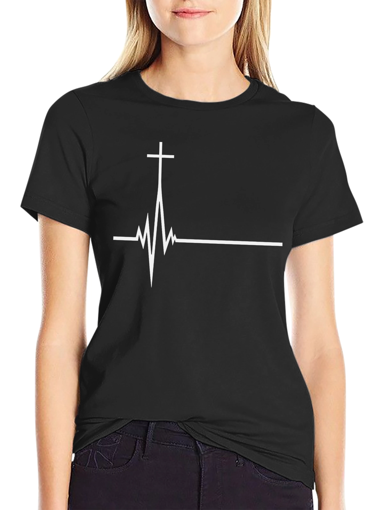 Christian Heartbeat Cross Graphic Tee