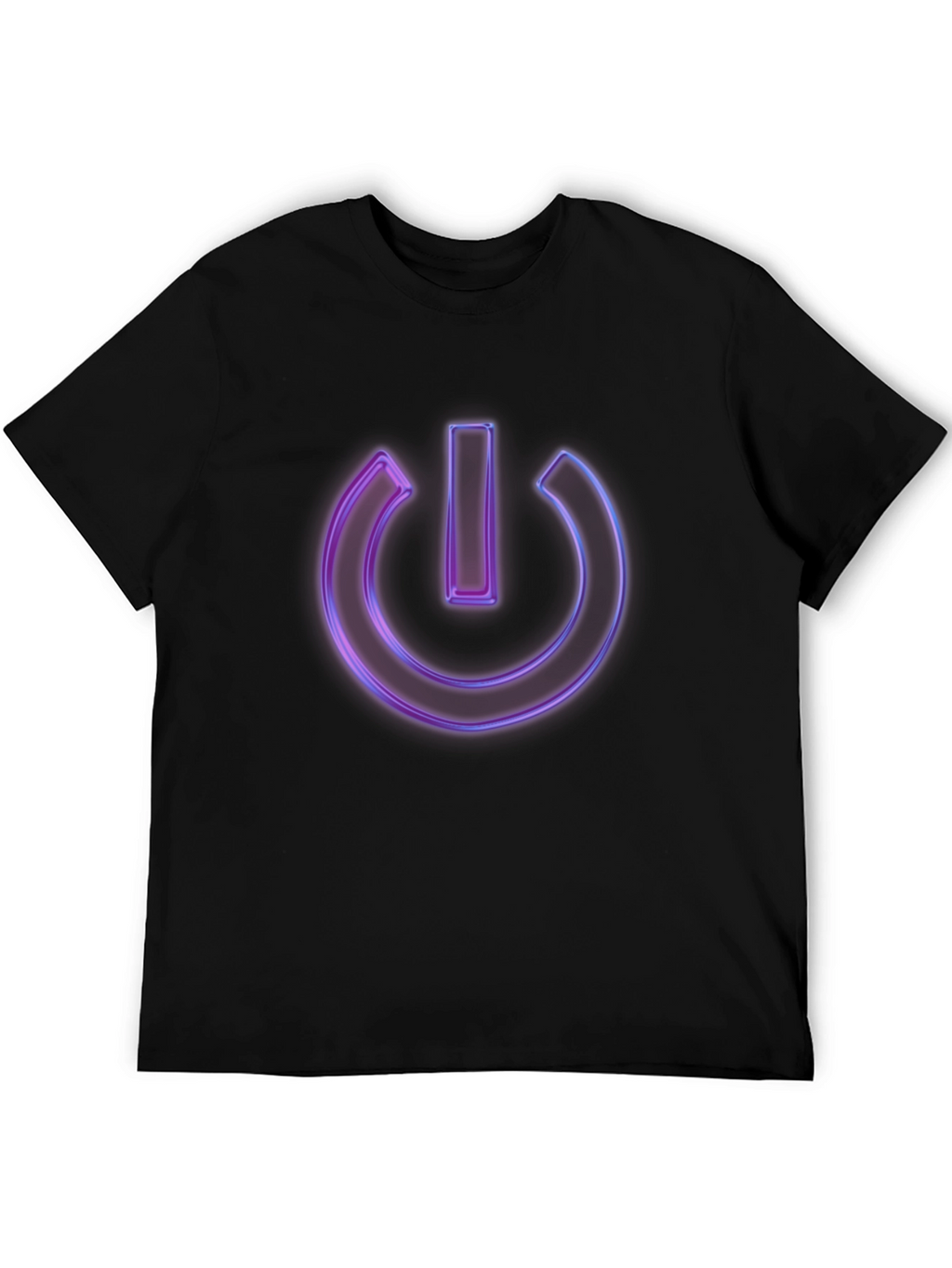 Neon Power Button Graphic Black T-Shirt