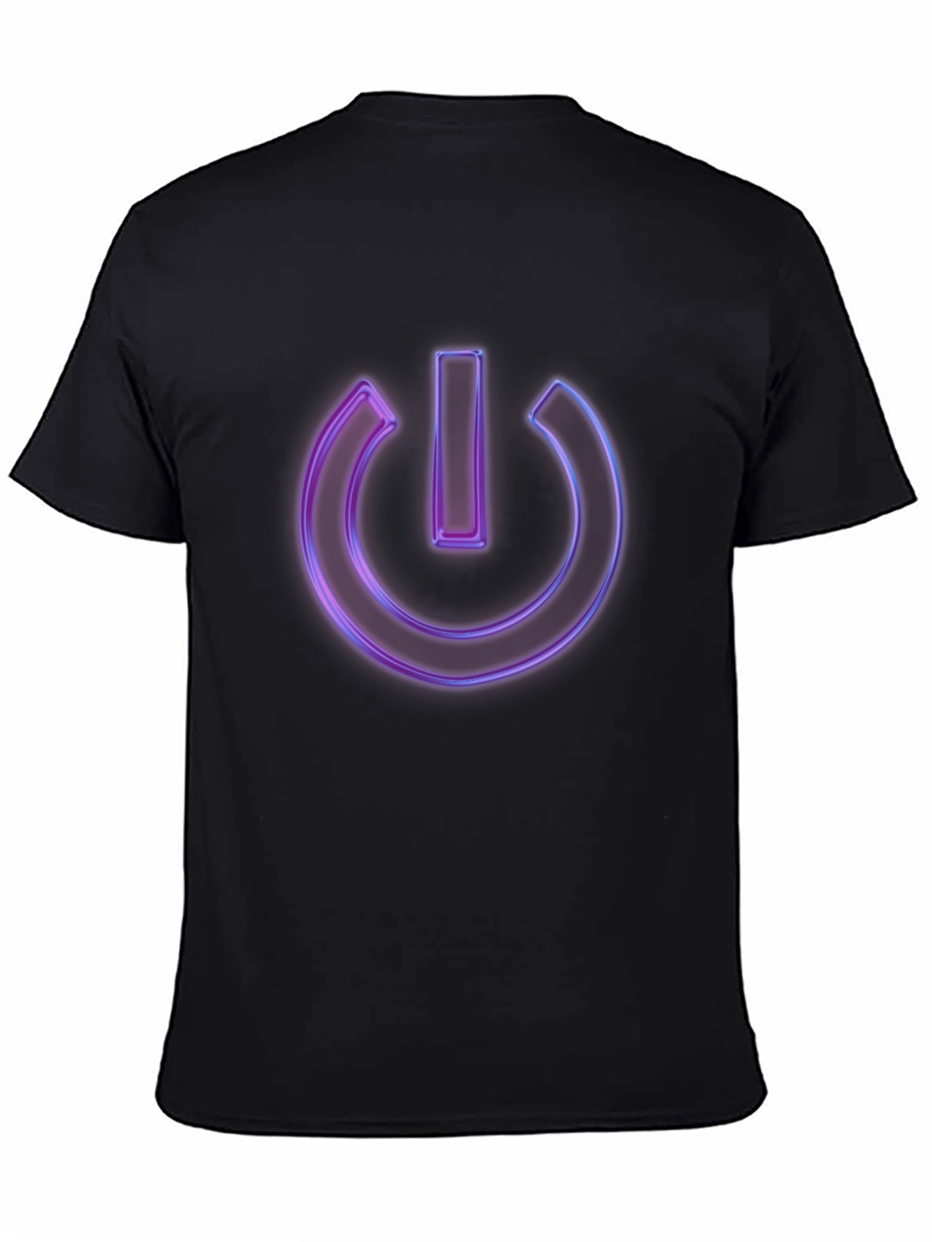 Neon Power Button Graphic Black T-Shirt