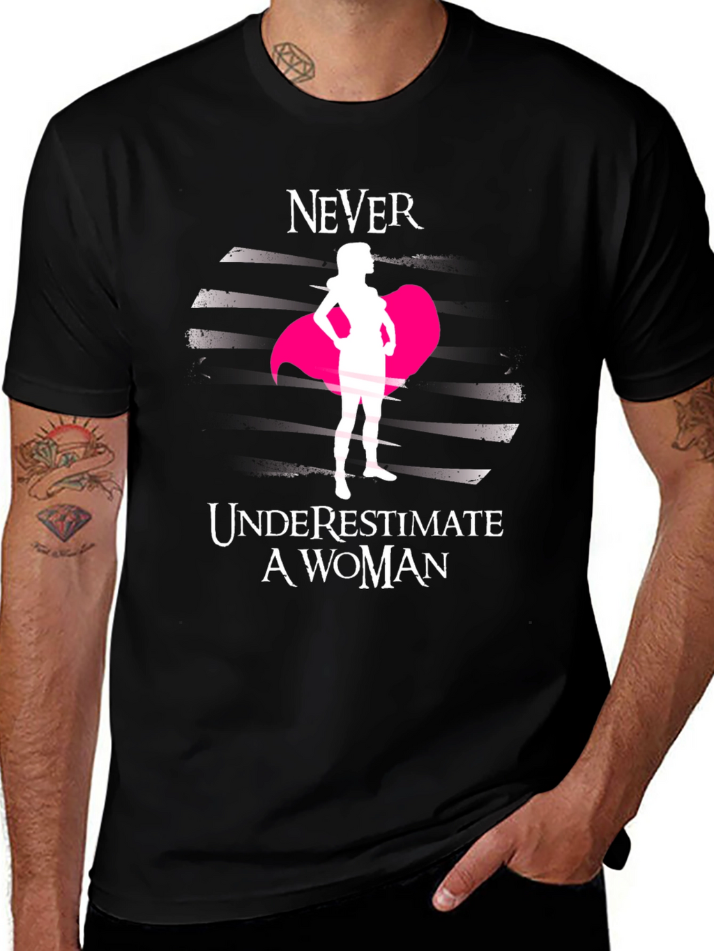 Never Underestimate a Woman Black Tee
