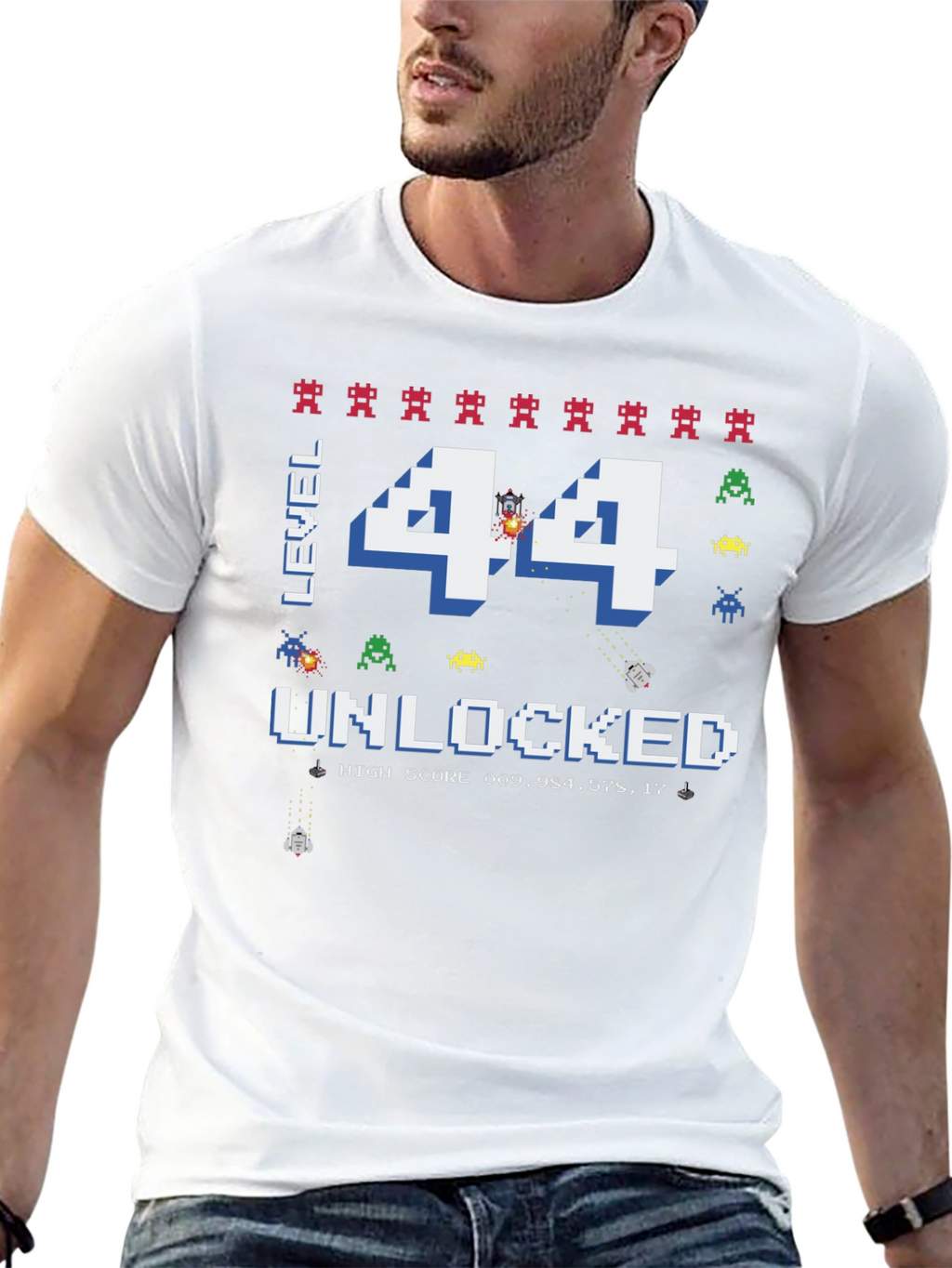 Level 44 Unlocked Graphic T-Shirt - Gamer Birthday Tee