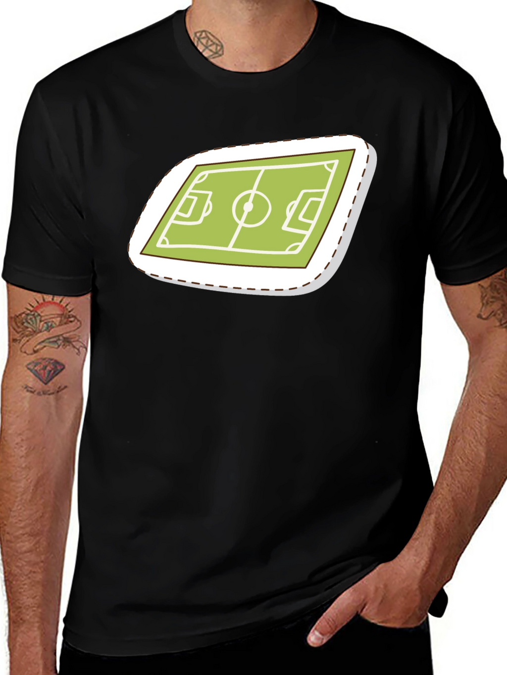 Soccer Field Graphic Tee - Sporty Black T-Shirt