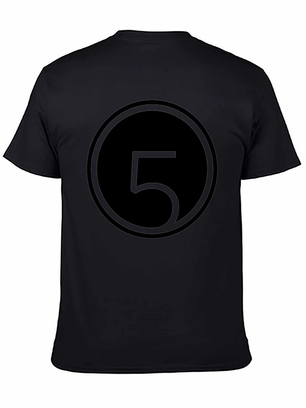 Minimalist Number 5 Graphic Black T-Shirt