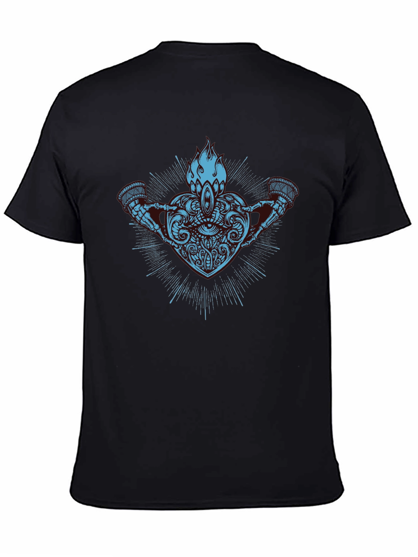 Abstract Heart & Flame Graphic Black T-Shirt