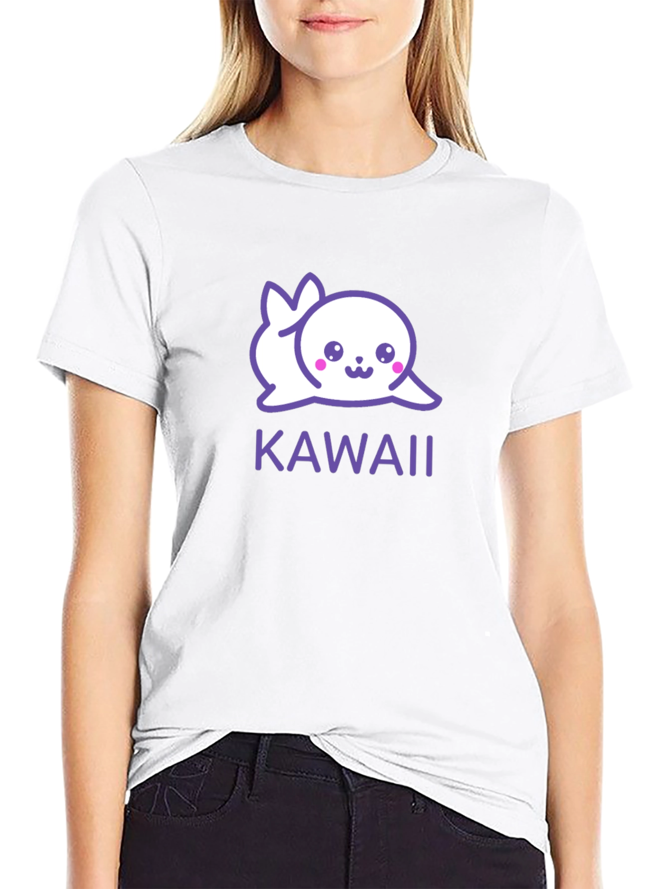 Kawaii Seal Graphic Black T-Shirt - Cute & Stylish