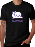 Kawaii Seal Graphic Black T-Shirt - Cute & Stylish