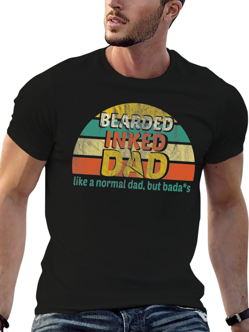 Bearded Inked Dad T-Shirt - Retro Style