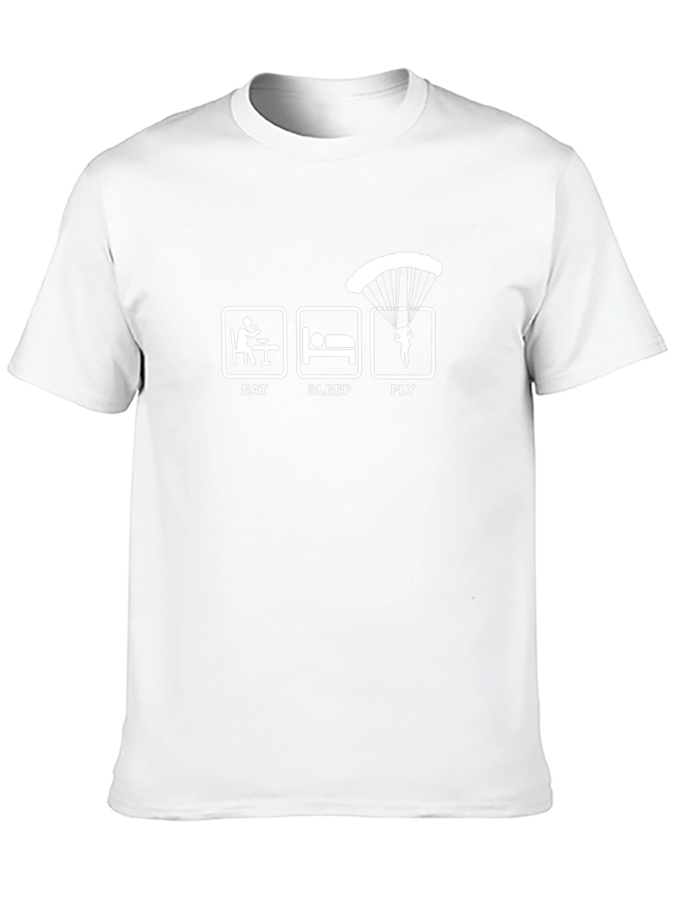 Eat Sleep Fly Black T-Shirt - Skydiving Parachute Design