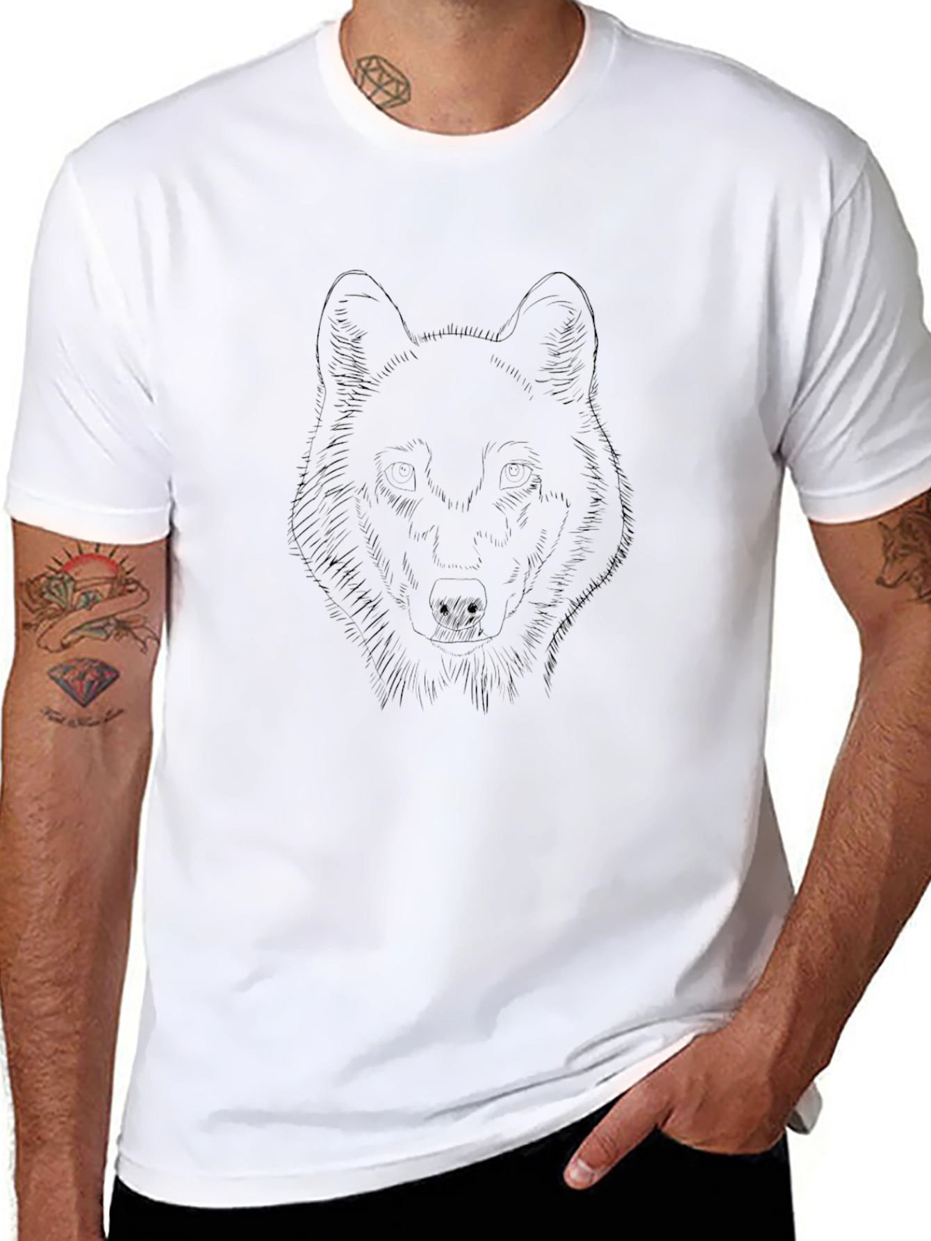 Black Wolf Graphic Tee - Stylish Mens T-Shirt