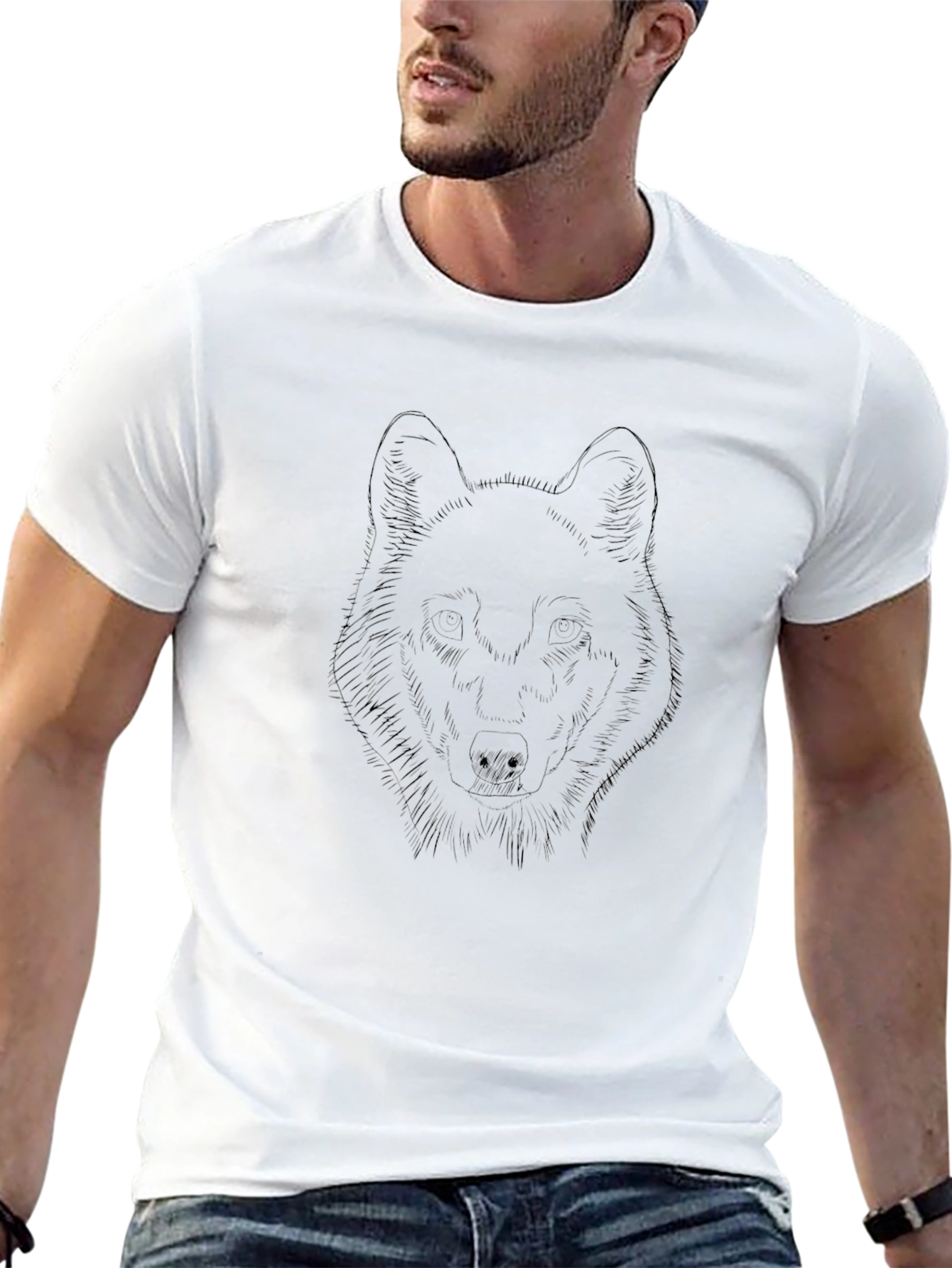 Black Wolf Graphic Tee - Stylish Mens T-Shirt
