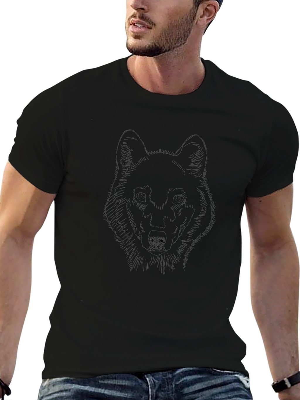 Black Wolf Graphic Tee - Stylish Mens T-Shirt