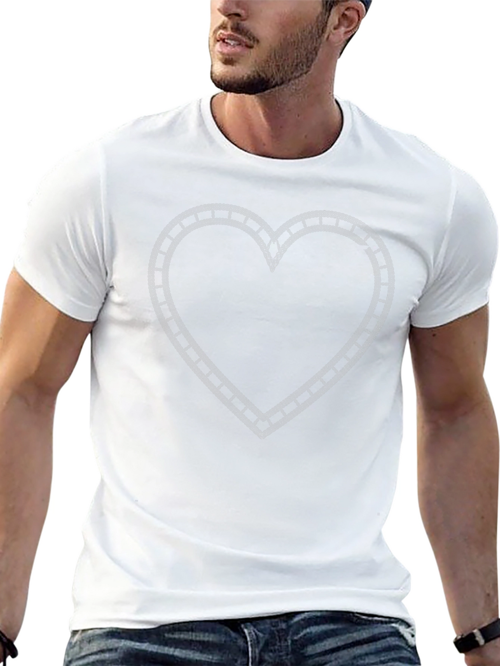 Heart Outline Graphic Tee - Casual Style