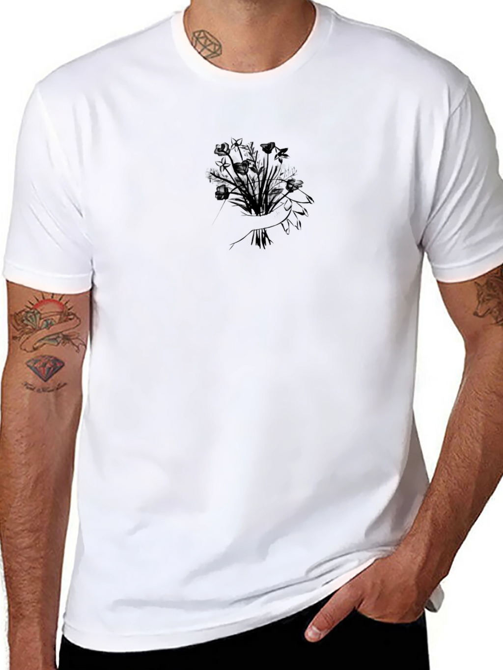 Black Floral Bouquet Graphic Tee