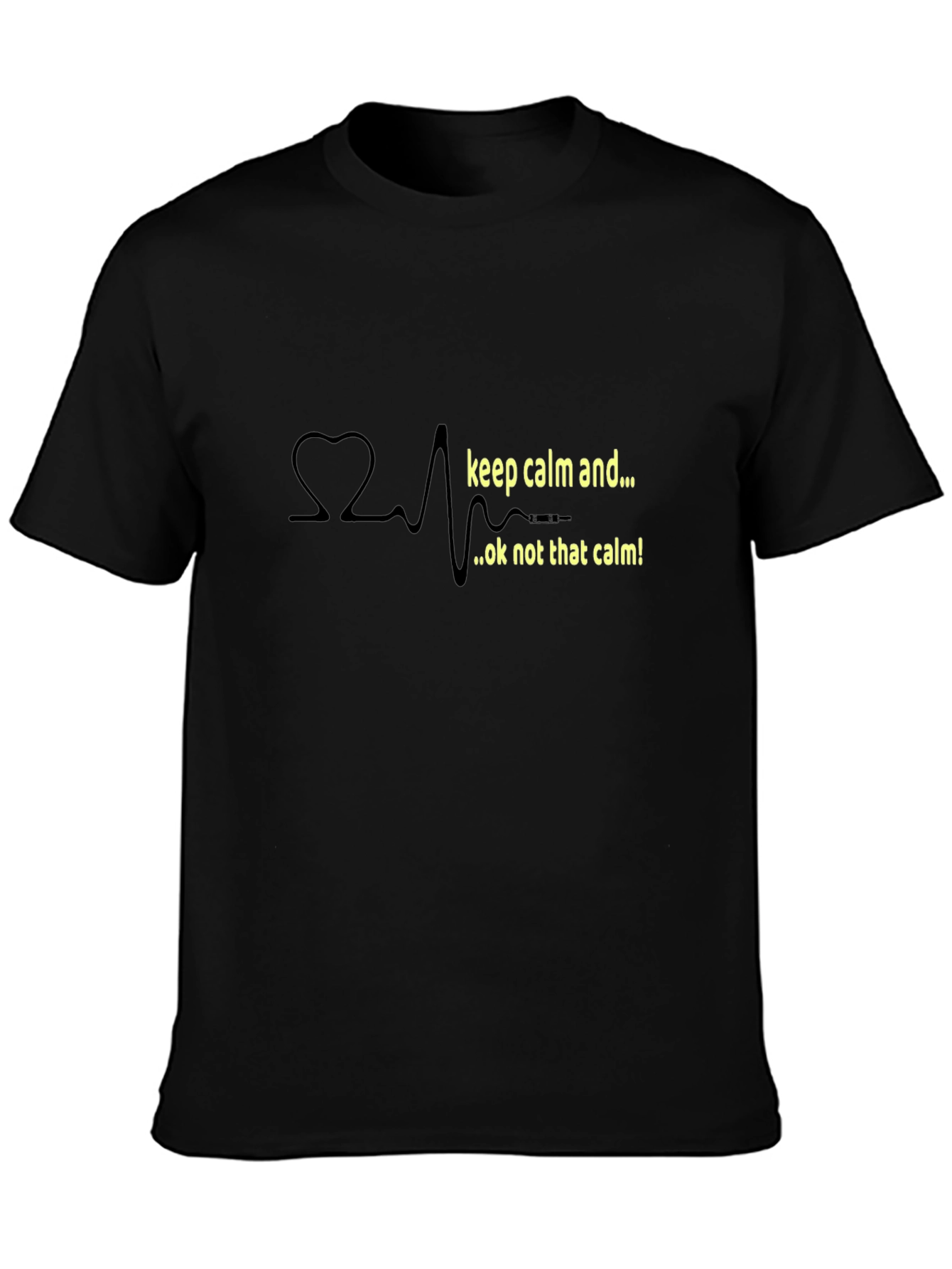 Keep Calm Heartbeat Novelty Black T-Shirt