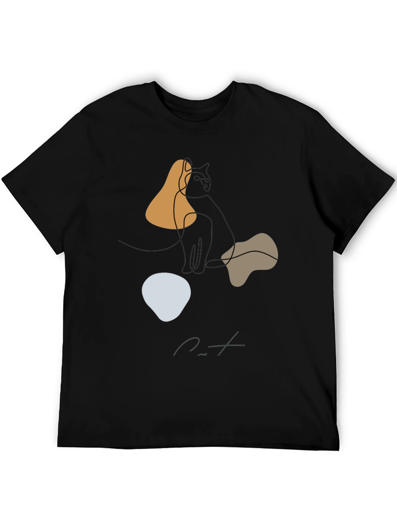 Abstract Cat Graphic Tee - Modern Minimalist Design