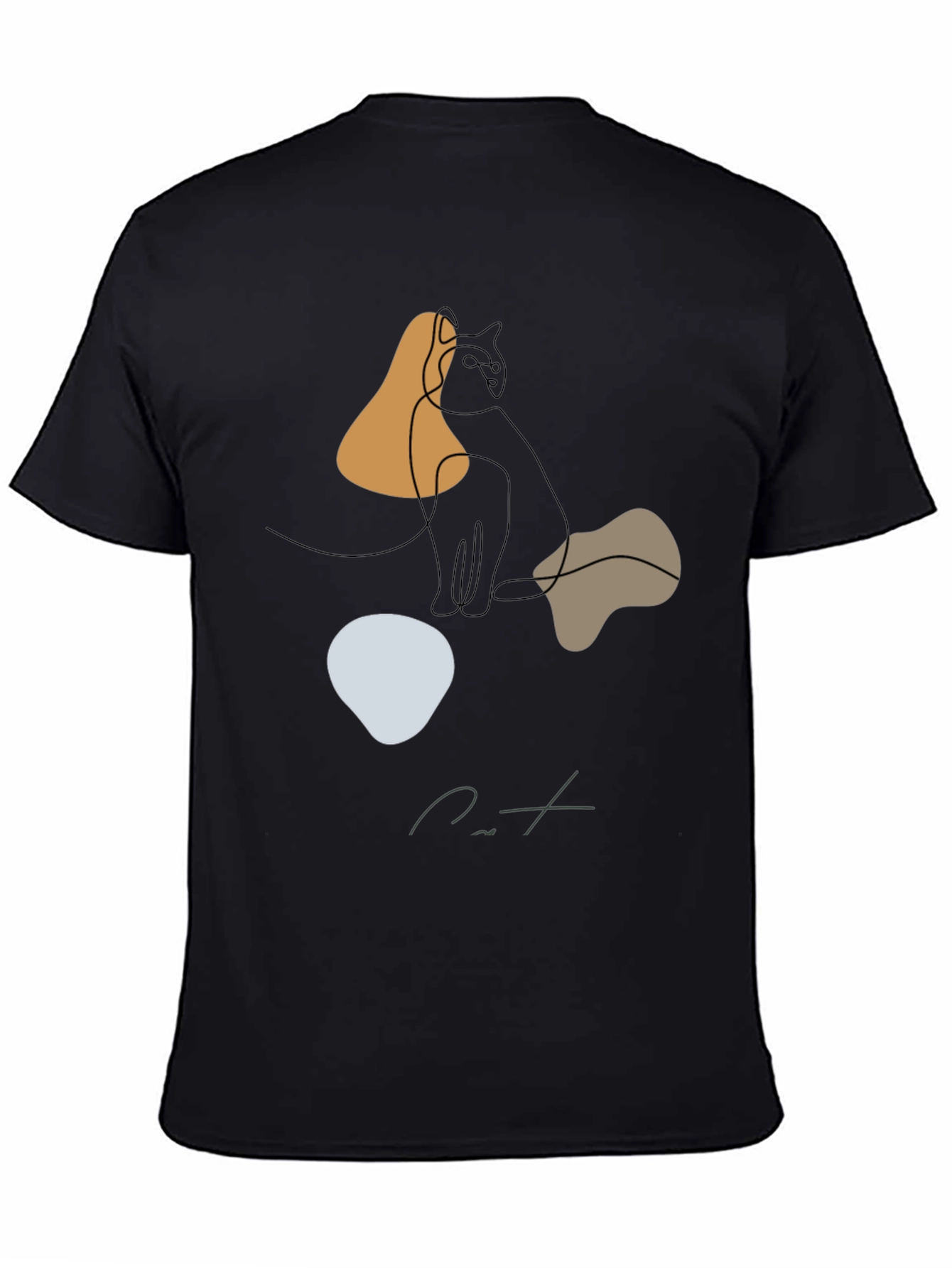 Abstract Cat Graphic Tee - Modern Minimalist Design
