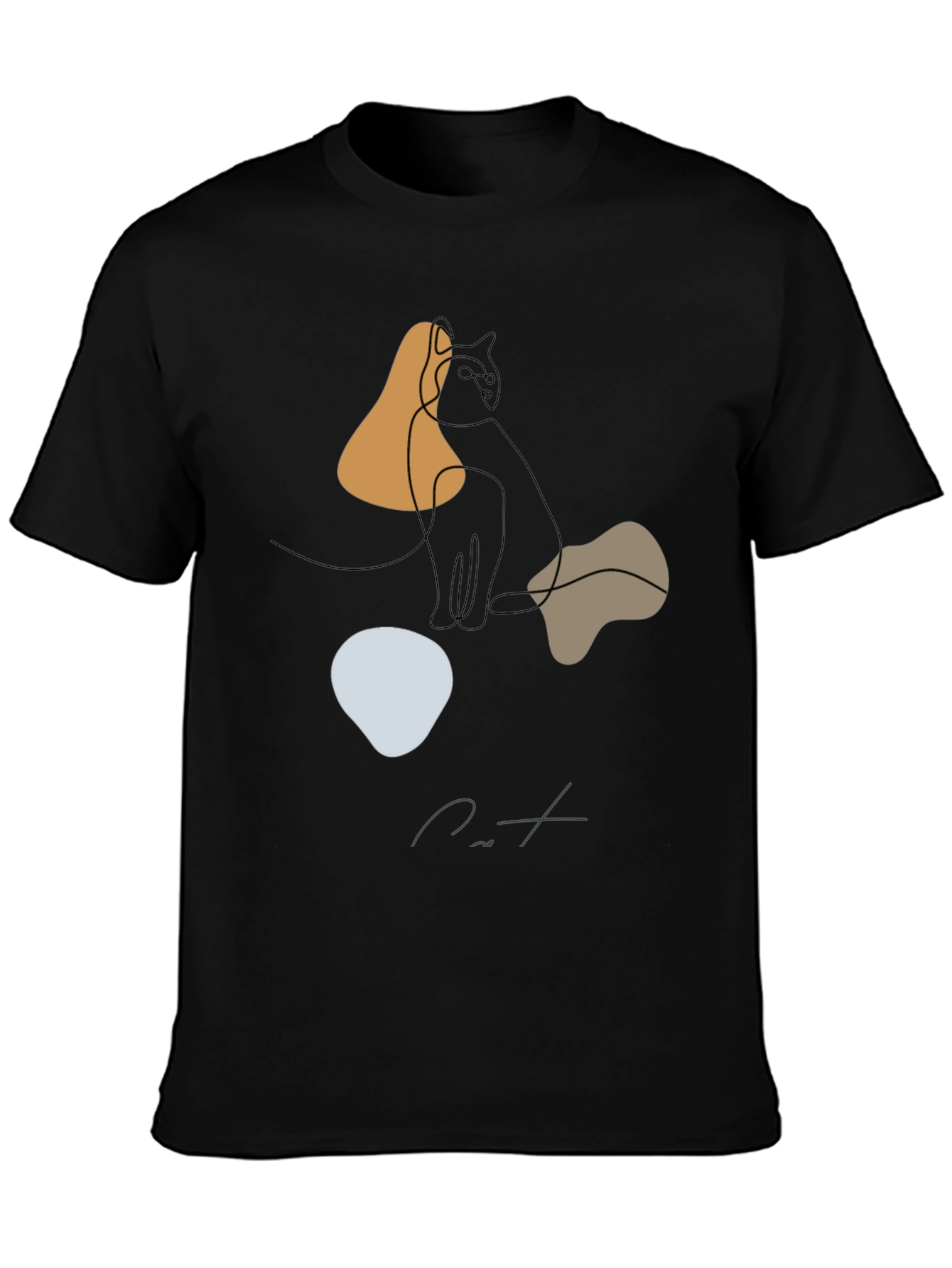 Abstract Cat Graphic Tee - Modern Minimalist Design