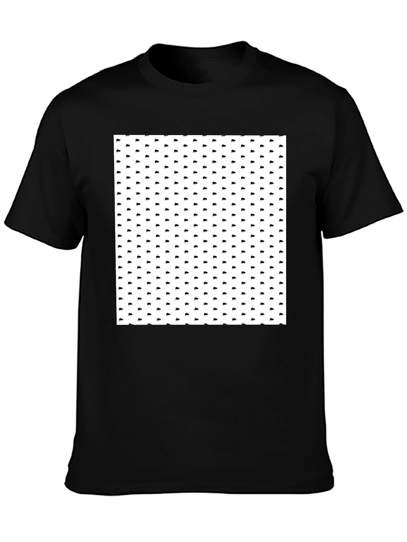 Patterned Black T-Shirt for Men