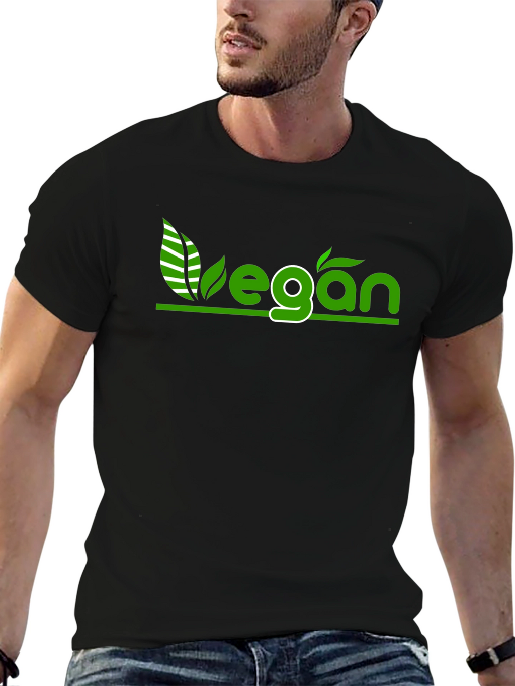 Vegan Graphic Tee - Black Cotton T-Shirt