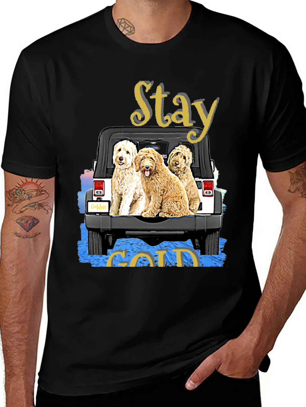 Stay Gold Golden Doodle Jeep T-Shirt