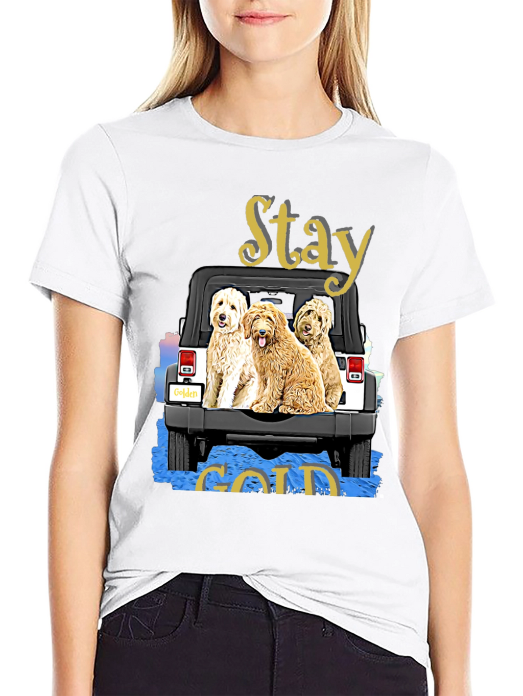 Stay Gold Golden Doodle Jeep T-Shirt