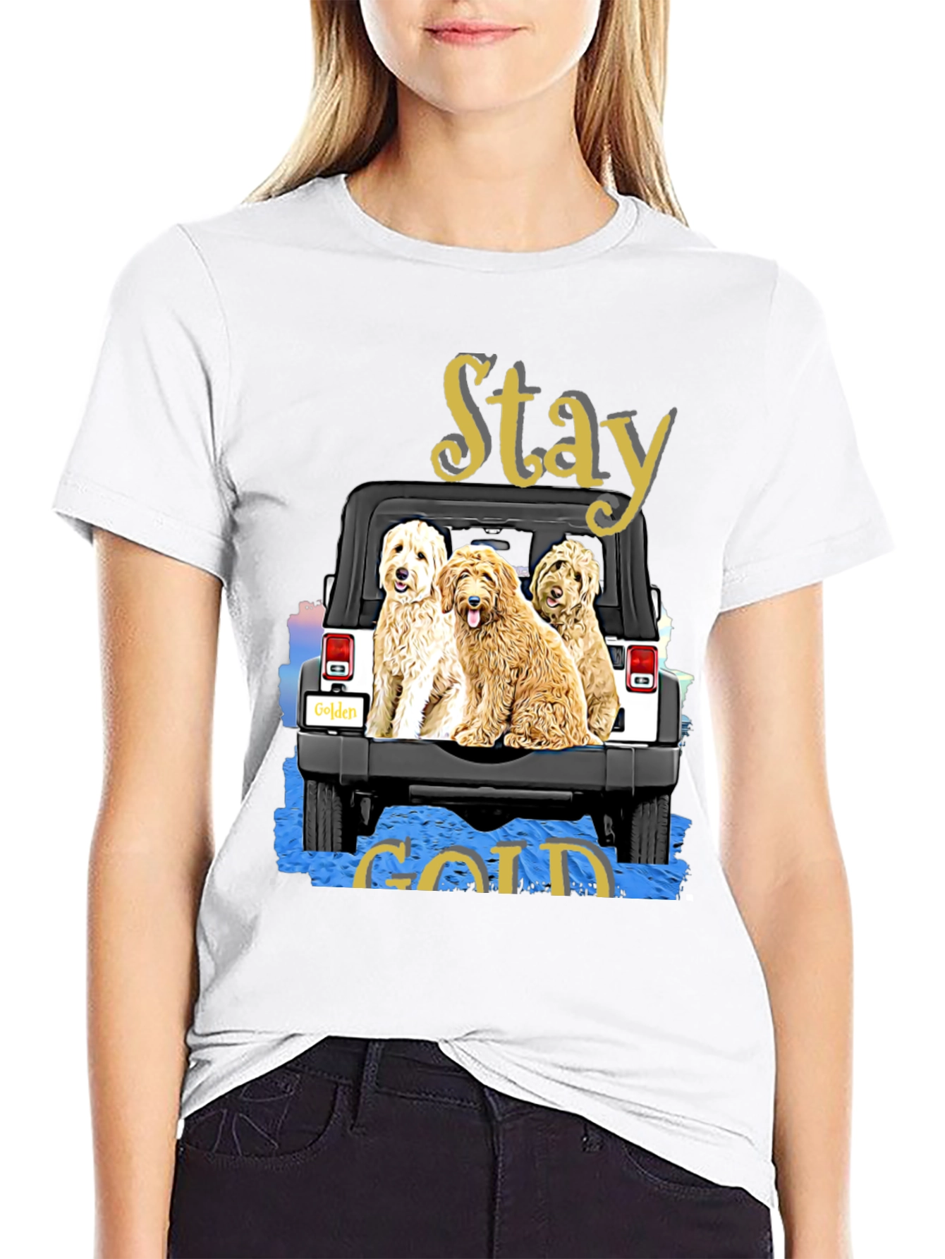 Stay Gold Golden Doodle Jeep T-Shirt
