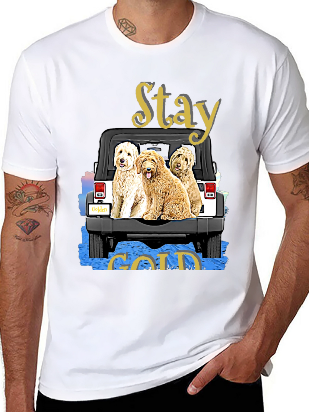 Stay Gold Golden Doodle Jeep T-Shirt