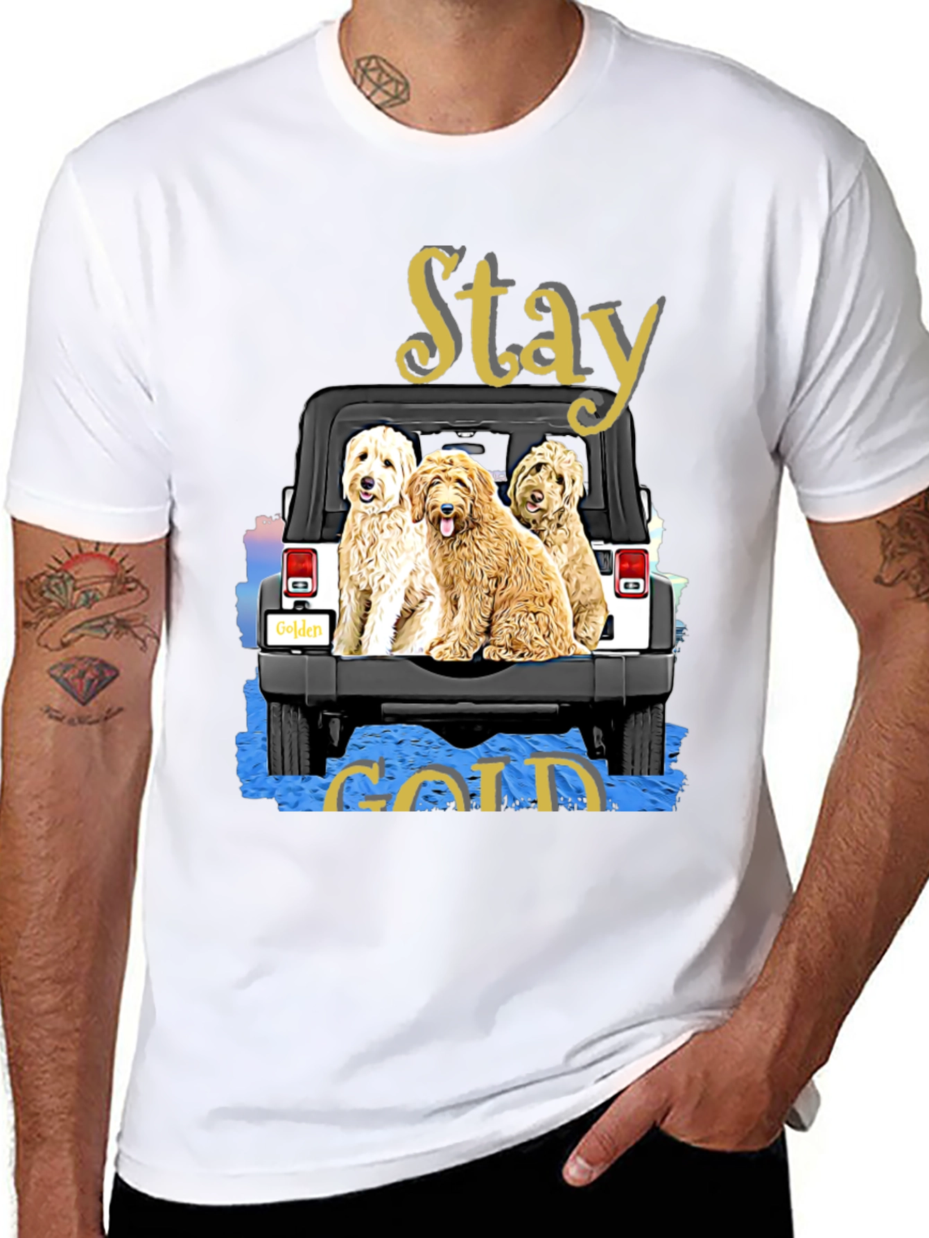 Stay Gold Golden Doodle Jeep T-Shirt