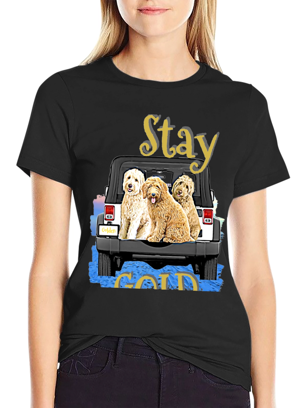 Stay Gold Golden Doodle Jeep T-Shirt