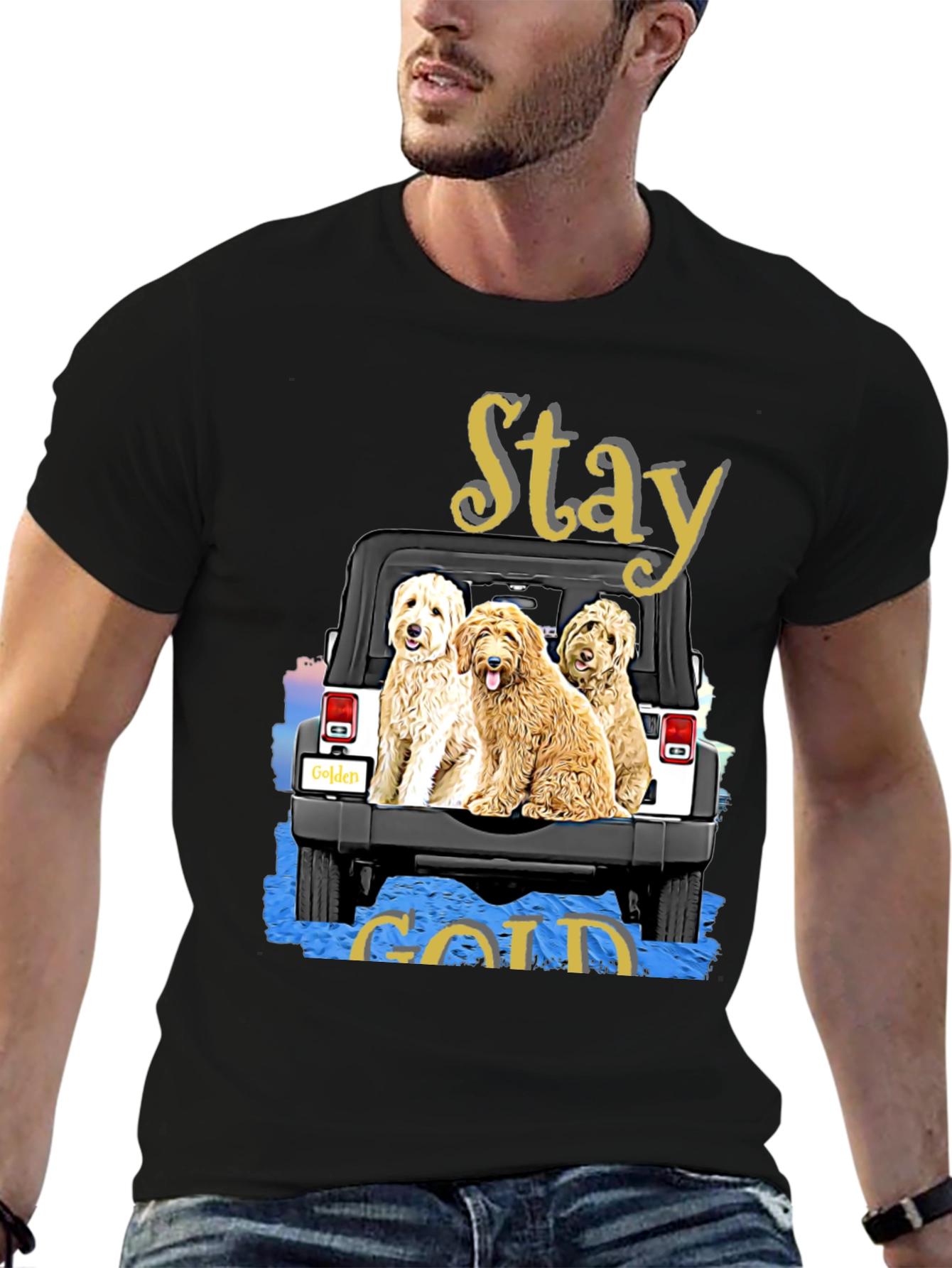 Stay Gold Golden Doodle Jeep T-Shirt