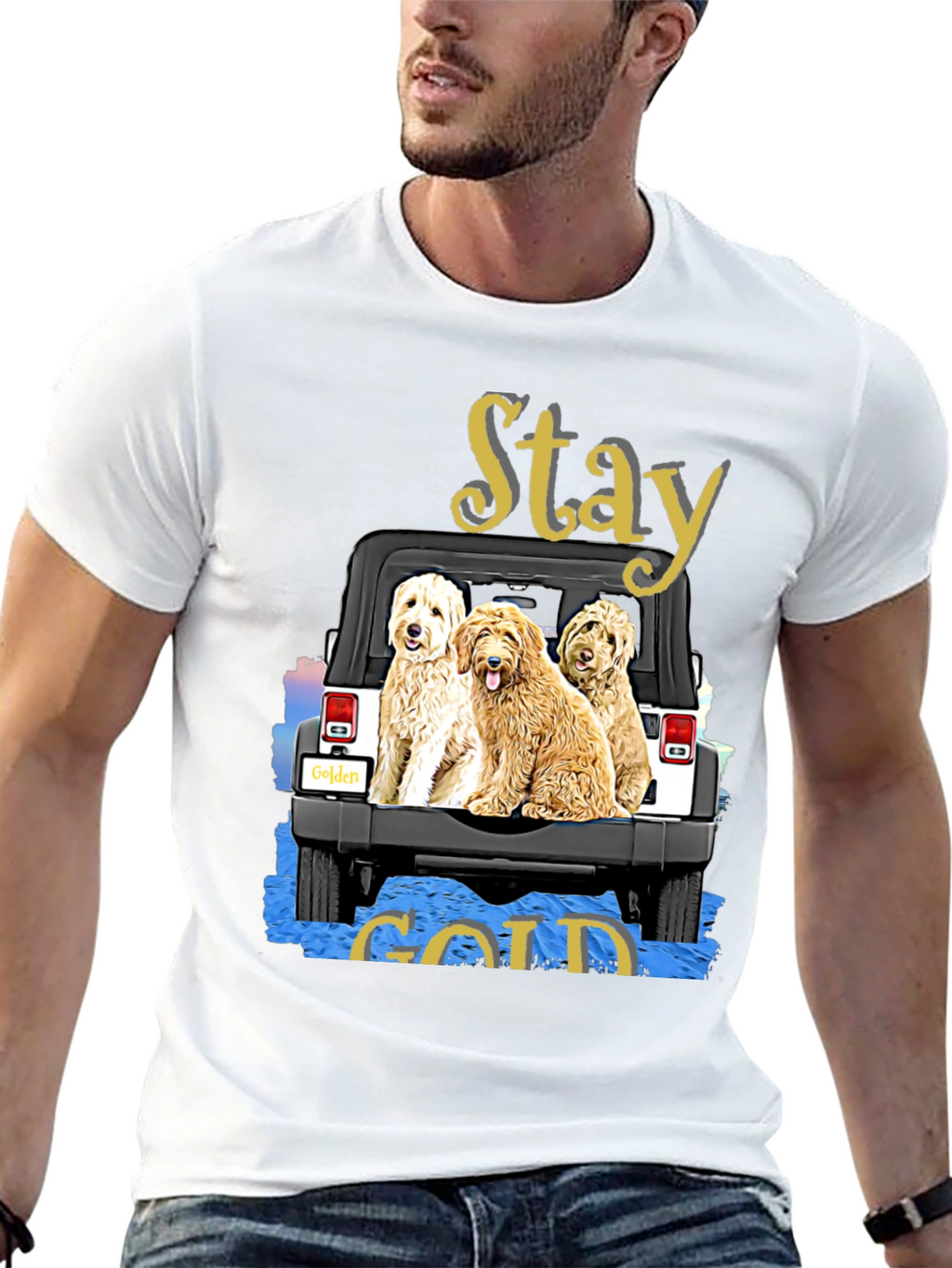 Stay Gold Golden Doodle Jeep T-Shirt