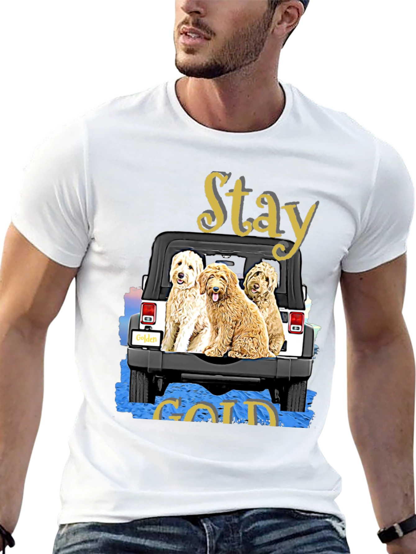 Stay Gold Golden Doodle Jeep T-Shirt