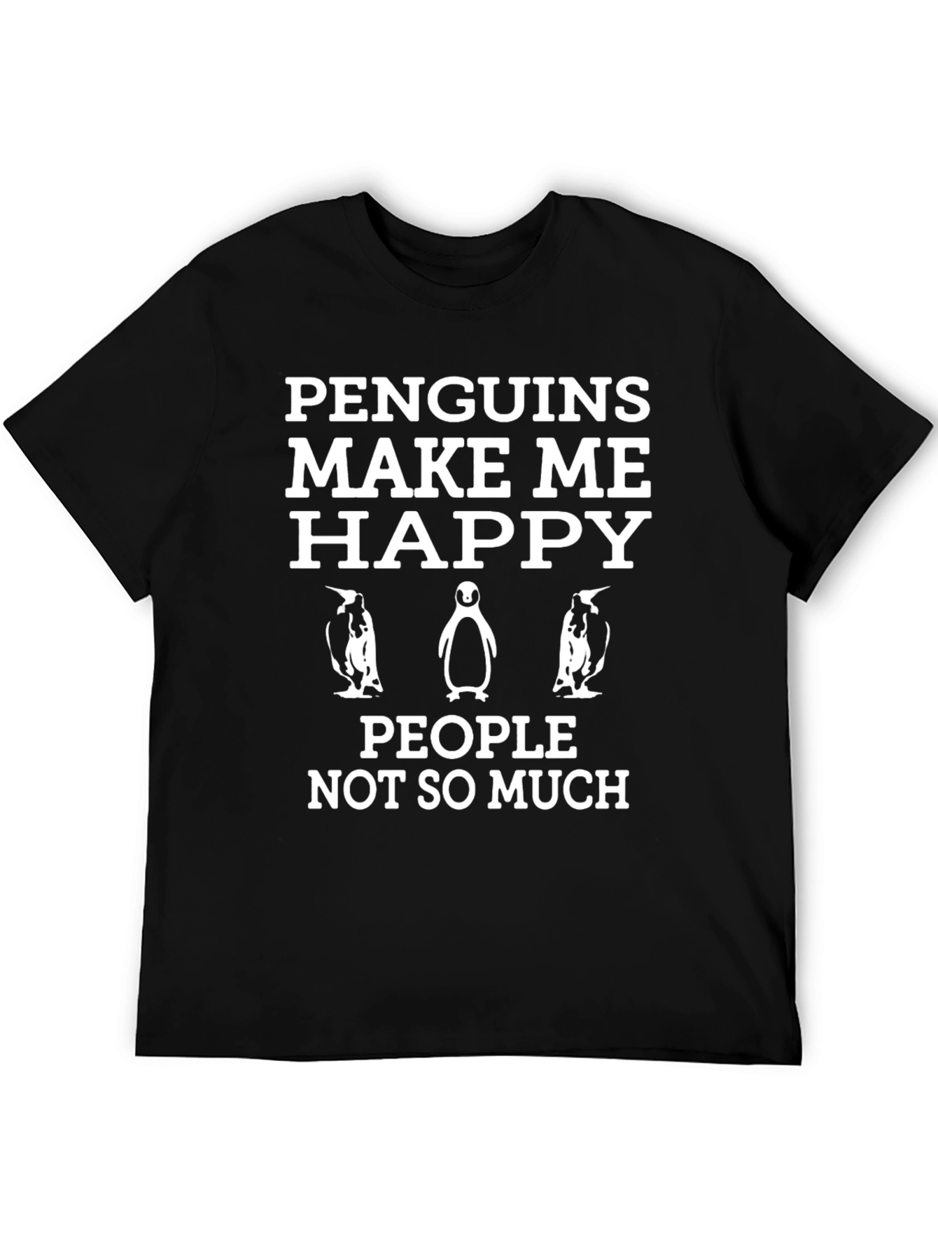 Penguins Make Me Happy Black T-Shirt