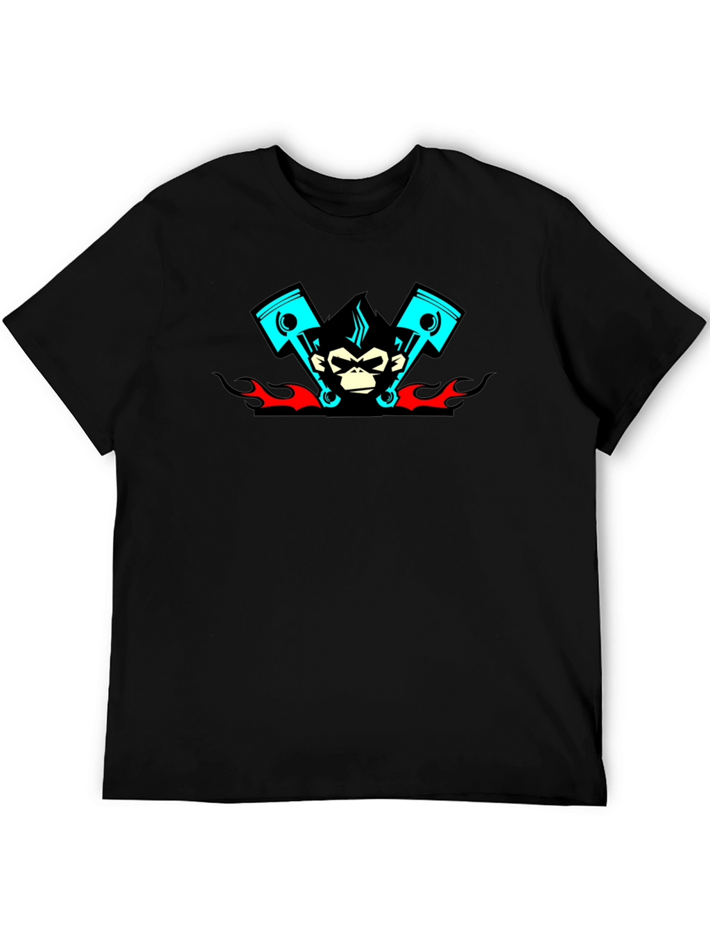 Cool Monkey Piston Black T-Shirt