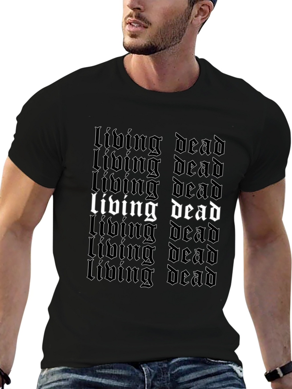 Living Dead Graphic Tee - Black Gothic Style