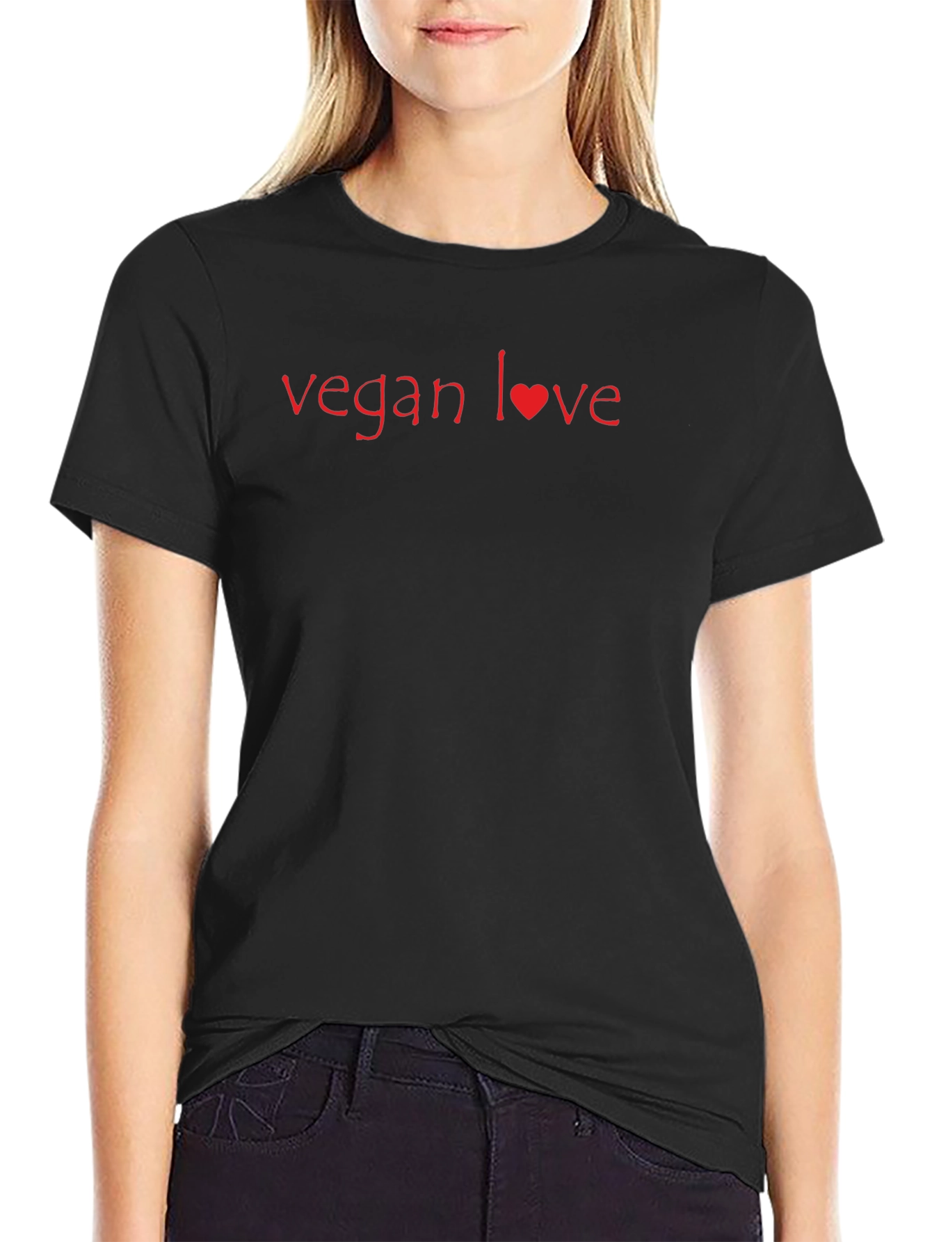 Vegan Love Black T-Shirt - Stylish & Sustainable