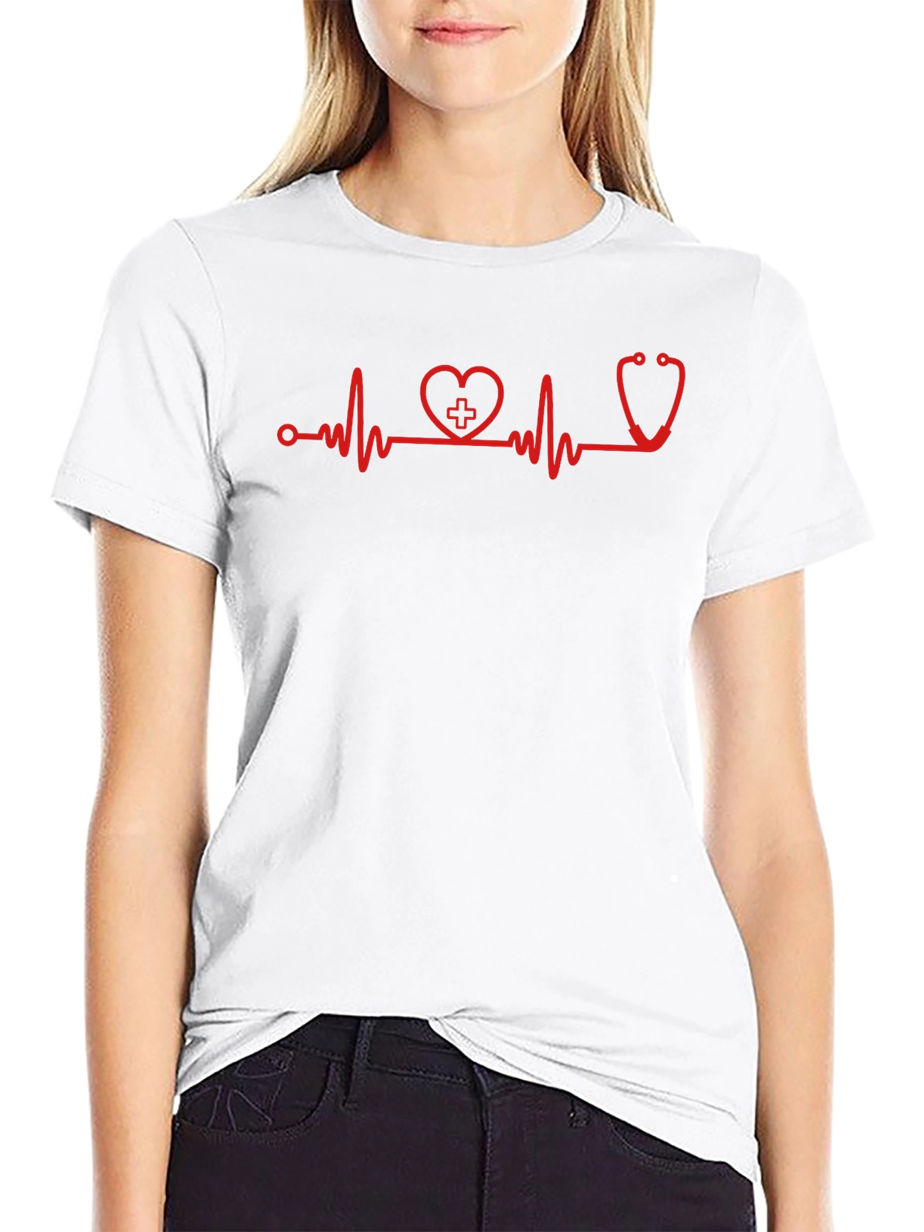 Heartbeat Stethoscope Graphic T-Shirt