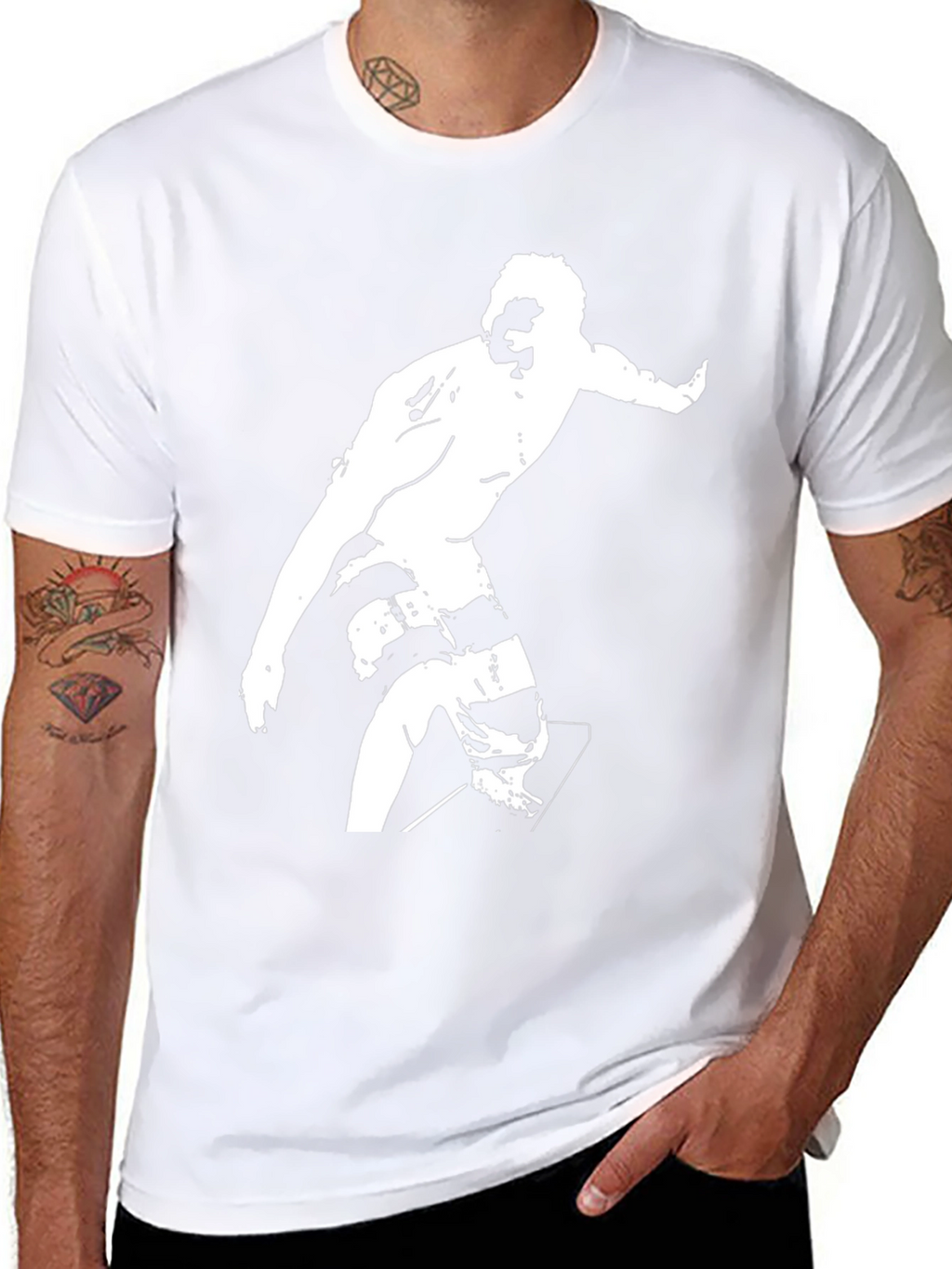 Black T-Shirt with Surfer Graphic