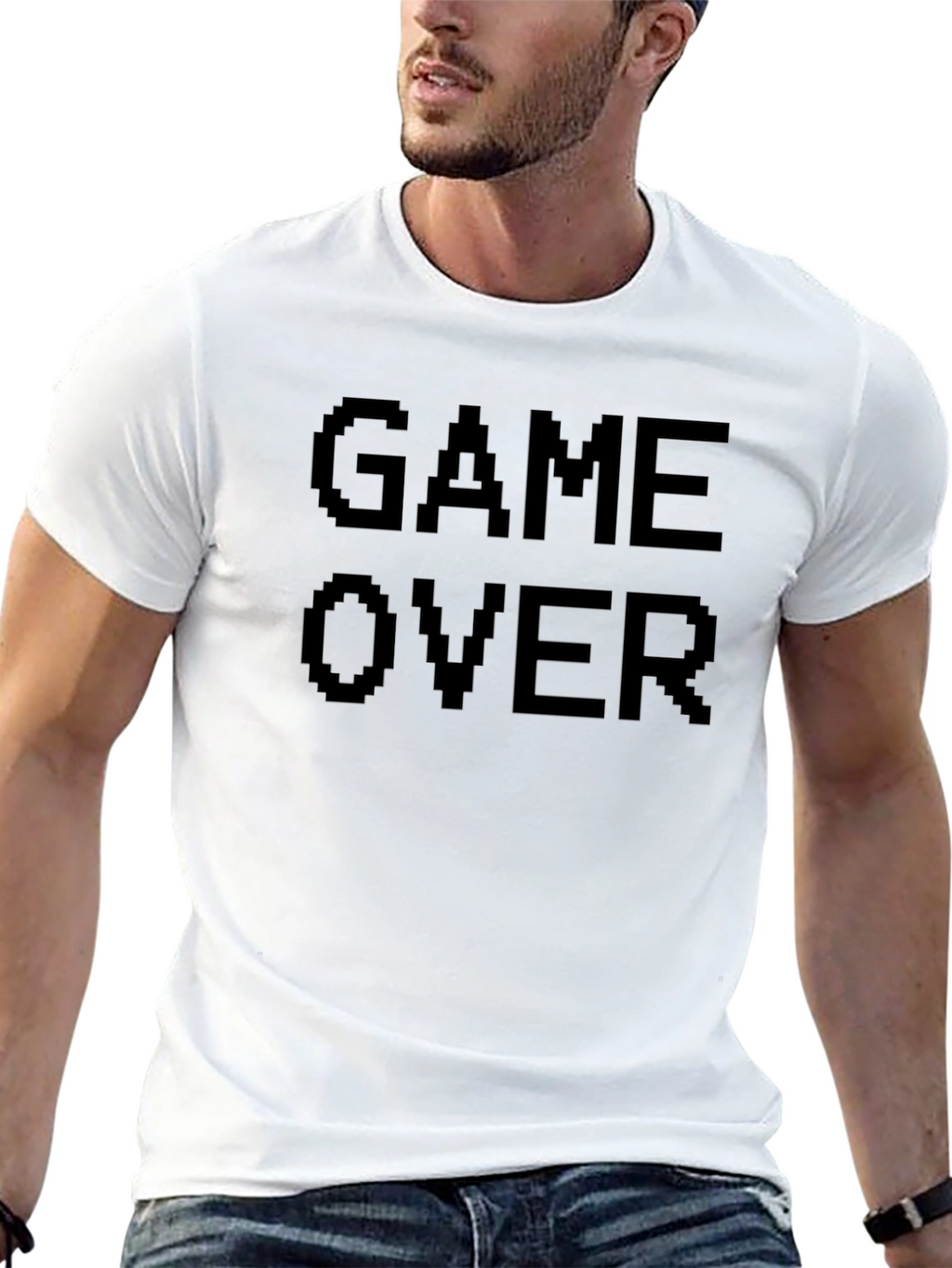 Game Over Pixel Art Black T-Shirt
