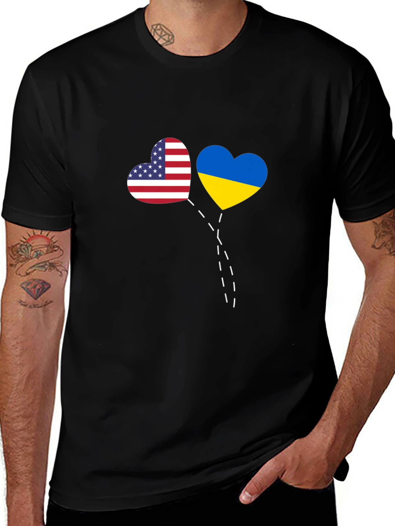 USA & Ukraine Heart T-Shirt - Stand Together