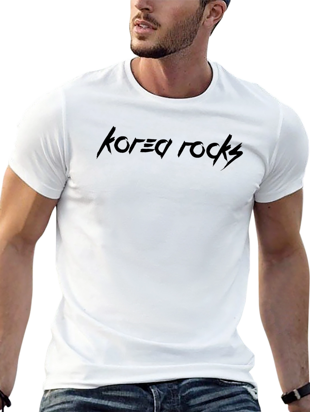 Korea Rocks Black Graphic T-Shirt