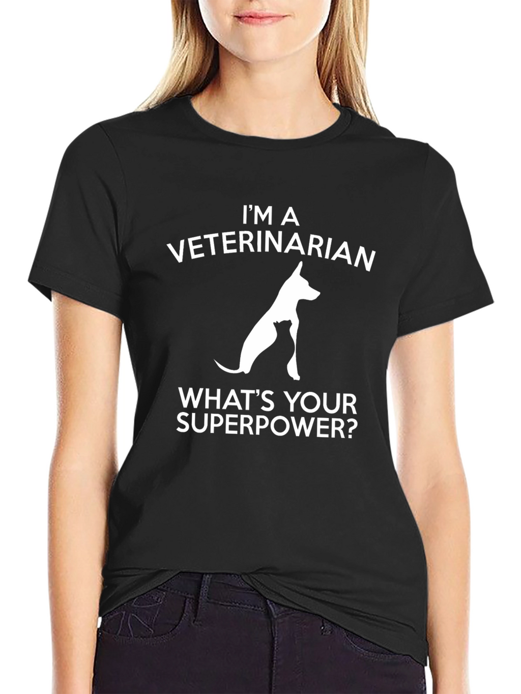 Veterinarian Superpower Graphic T-Shirt - Black