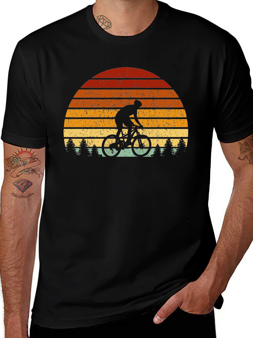 Retro Biker Sunset T-Shirt - Mountain Biking Tee