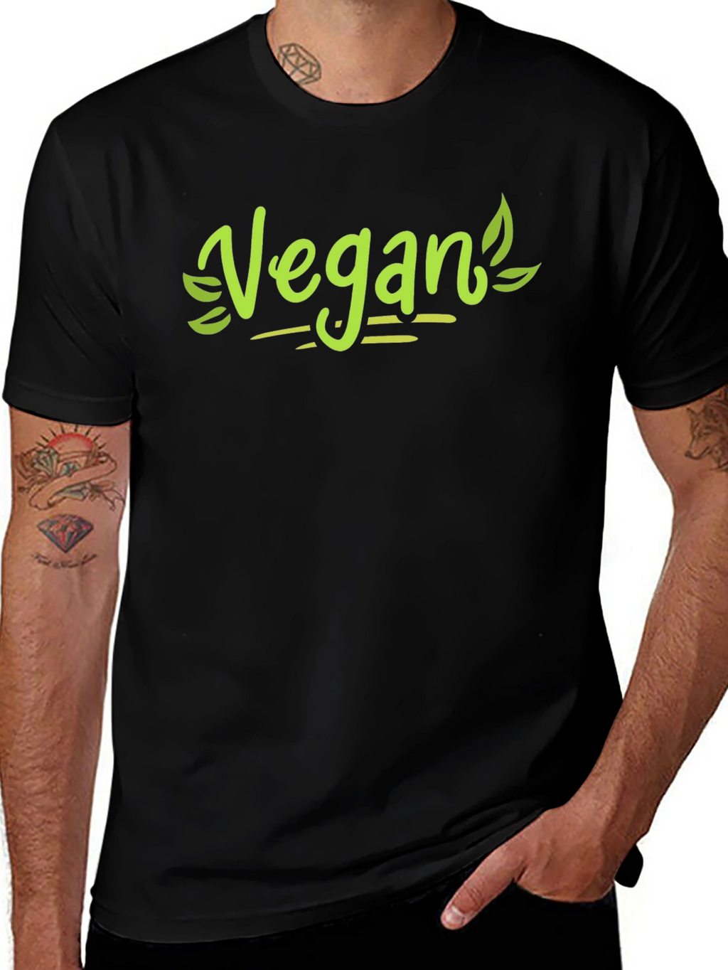 Vegan Graphic Tee - Black Cotton Blend T-Shirt