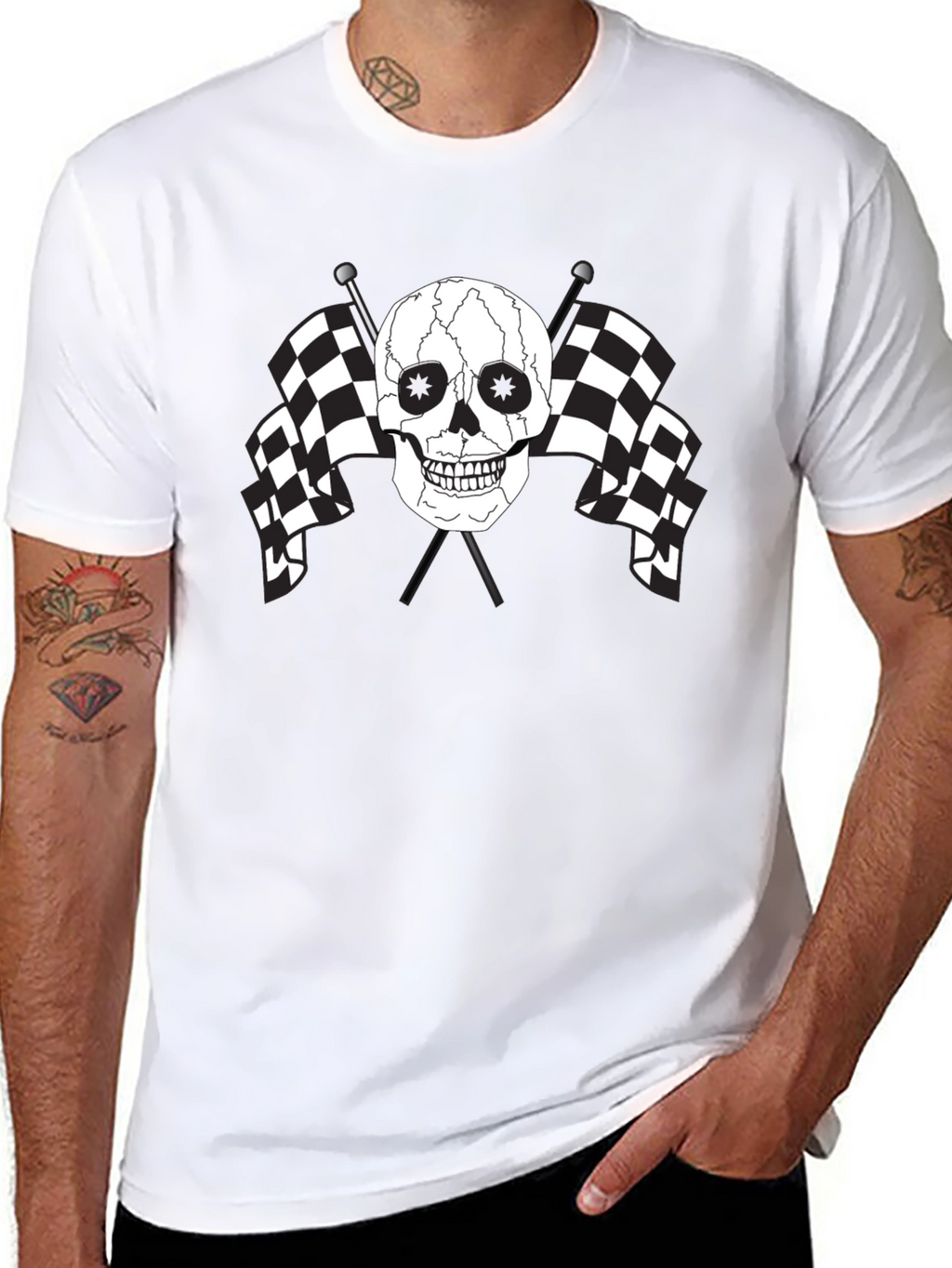 Skull & Checkered Flag Graphic Tee