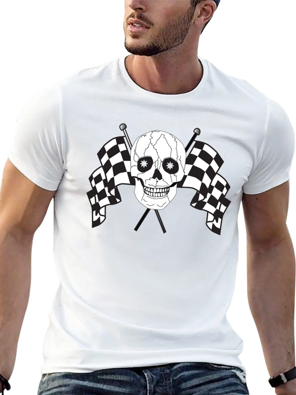 Skull & Checkered Flag Graphic Tee
