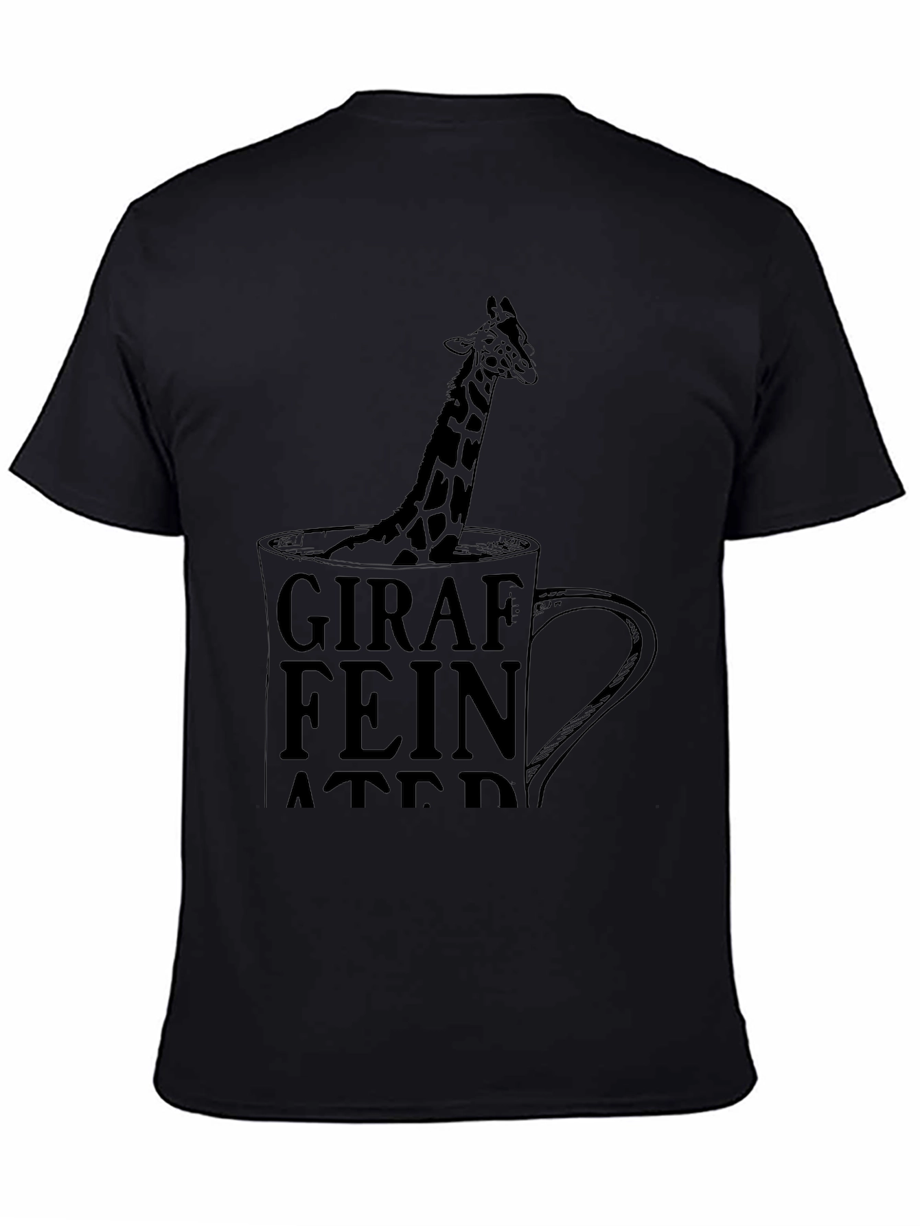 Giraffeinated Black T-Shirt - Quirky Coffee Lover Tee