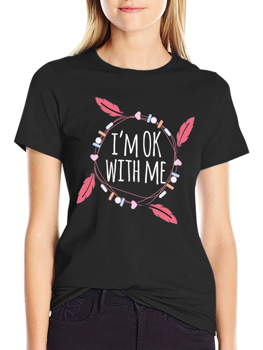 Im OK With Me Graphic Print Black T-Shirt