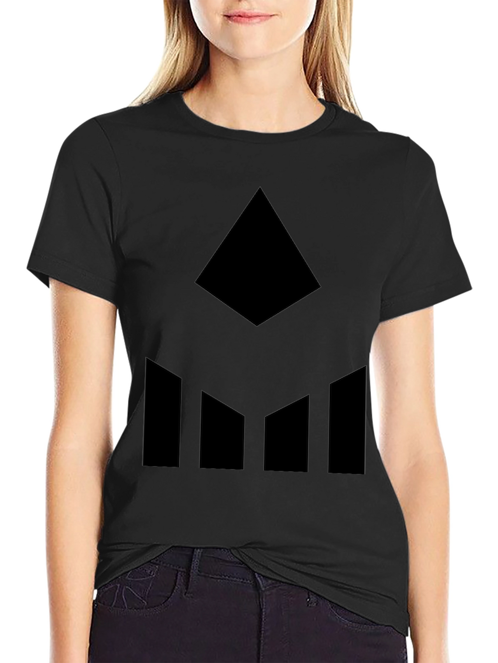 Black Geometric Graphic Tee - Modern Style