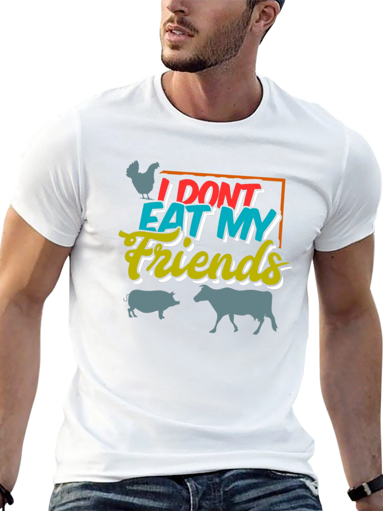 Vegan I Dont Eat My Friends Graphic T-Shirt